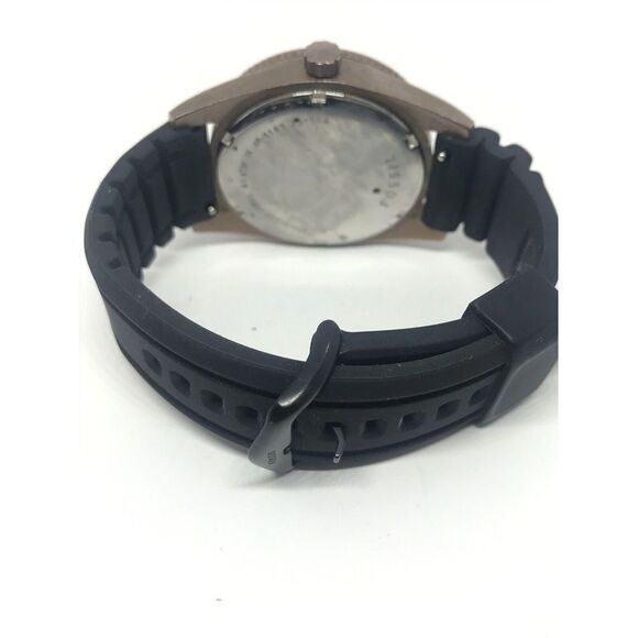 Fossil Jr1193 Men's Black Silicone Analog Beige Dial Quartz Genuine Watch No20 - Picture 8 of 10